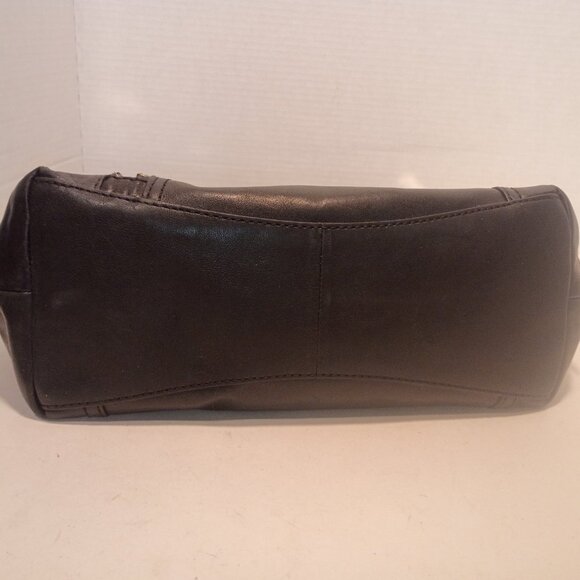 FRYE "Lena" Smooth Black Leather Tote Chunky SIlver ZIppers Detail, 3-Side Open - Picture 13 of 15